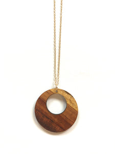 Hina Hawaiian Koa Wood w/ 14k Gold Filled Necklace