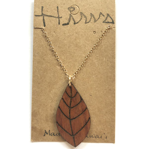 Lau Hawaiian Koa Wood w/ 14k Gold Filled Necklace