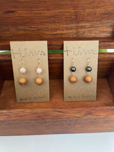 Load image into Gallery viewer, Koa Wood Bead with Mother of Pearl Mosaic Bead - 14k Gold Filled Dangle Earrings &#39;Elua
