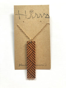 Lauhala Hawaiian Koa Wood w/ 14k Gold Filled Necklace