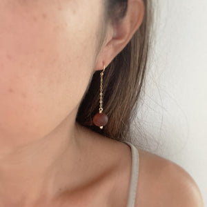 Koa Wood Bead Nui - 14k Gold Filled Dangle Earrings