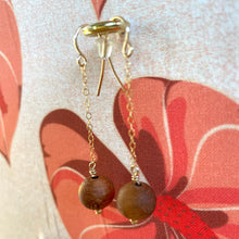 Load image into Gallery viewer, Koa Wood Bead Li&#39;ili&#39;i - 14k Gold Filled Dangle Earrings
