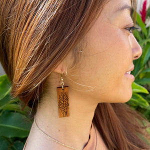 'Awapuhi 'Ula'ula Hawaiian Koa Wood - 14k Gold Filled/ Sterling Silver Earrings