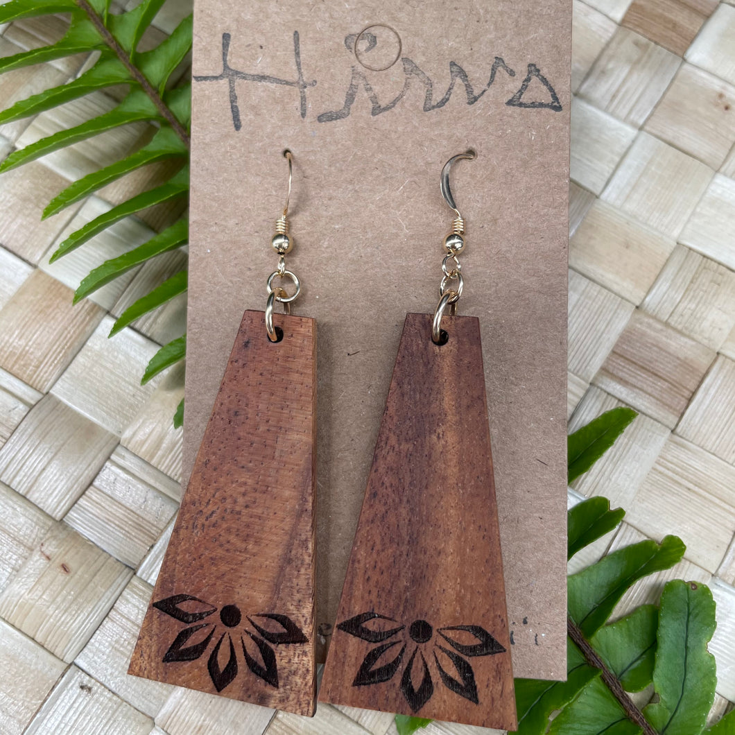 Naupaka Hawaiian Koa Wood - 14k Gold Filled/ Sterling Silver Earrings