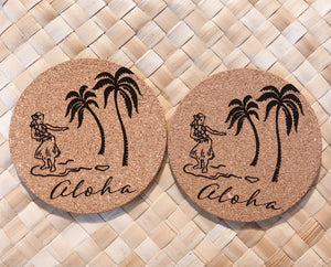 Aloha Print Cork Coasters Set of 2
