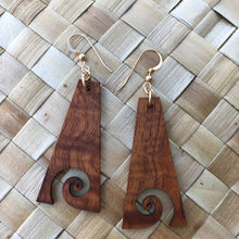 Load image into Gallery viewer, Nalu Hawaiian Koa Wood - 14k Gold Filled/ Sterling Silver Earrings
