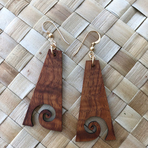 Nalu Hawaiian Koa Wood - 14k Gold Filled/ Sterling Silver Earrings