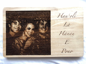 Custom Laser Engraved Image Wood Block Print