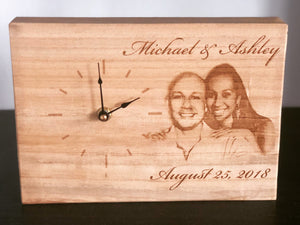 Custom Laser Engraved Image Wood Clock