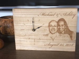 Custom Laser Engraved Image Wood Clock