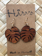 Load image into Gallery viewer, Baby Monstera Hawaiian Koa Wood - 14k Gold Filled/ Sterling Silver Earrings
