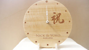 Custom Laser Engraved Image Wood Round Clock