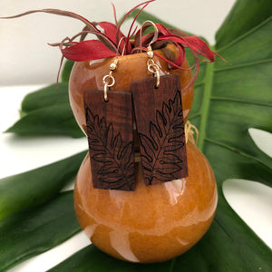 Laua'e Hawaiian Koa Wood - 14k Gold Filled/ Sterling Silver Earrings