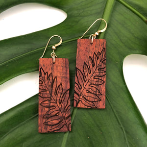 Laua'e Hawaiian Koa Wood - 14k Gold Filled/ Sterling Silver Earrings