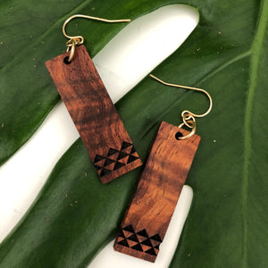 Kanaka Kapa Hawaiian Koa Wood - 14k Gold Filled/ Sterling Silver Earrings