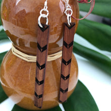 Load image into Gallery viewer, Kalo Kapa Hawaiian Koa Wood - 14k Gold Filled/ Sterling Silver Earrings
