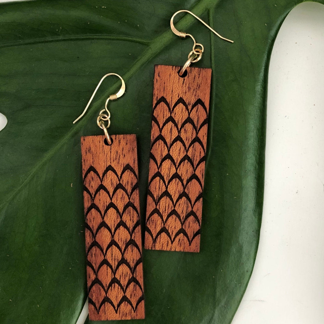 'Ahu 'ula Hawaiian Koa Wood - 14k Gold Filled/ Sterling Silver Earrings