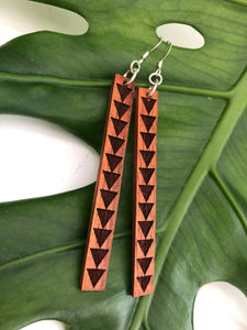 Niho Mano Hawaiian Koa Wood - 14k Gold Filled/ Sterling Silver Earrings