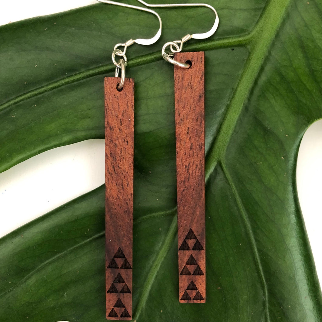 Mauna 'Ekolu Hawaiian Koa Wood - 14k Gold Filled/ Sterling Silver Earrings