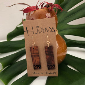 Kanaka Kapa Hawaiian Koa Wood - 14k Gold Filled/ Sterling Silver Earrings