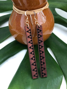 Mauna Kapa Hawaiian Koa Wood - 14k Gold Filled/ Sterling Silver Earrings