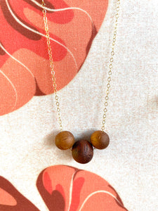 'Ekolu Koa Wood Beads  w/ 14k Gold Filled Necklace